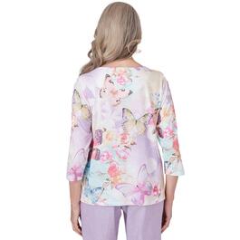Petite Alfred Dunner Garden Party Butterfly Floral Blouse