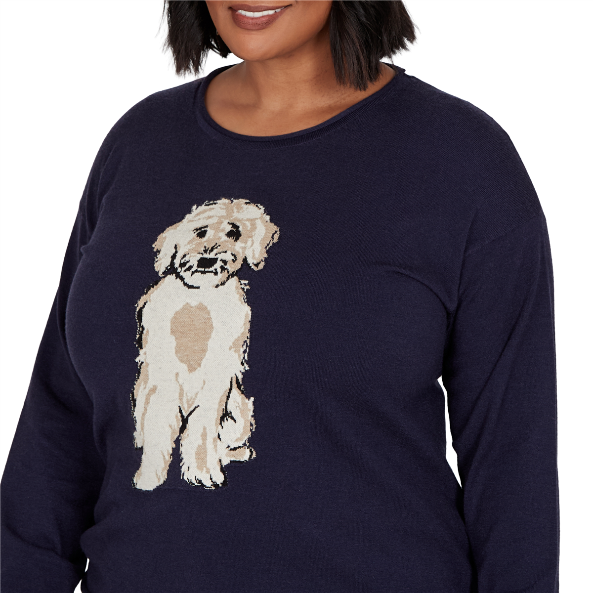 Plus Size Skye’s the Limit Urban Heirloom Dog Motif Sweater