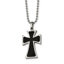 Mens Gentlemen's Classics(tm) Black Carbon Fiber Cross Necklace