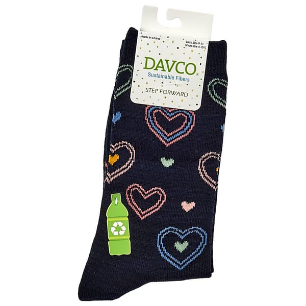 Womens Davco(R) Online Hearts Crew Socks - image 