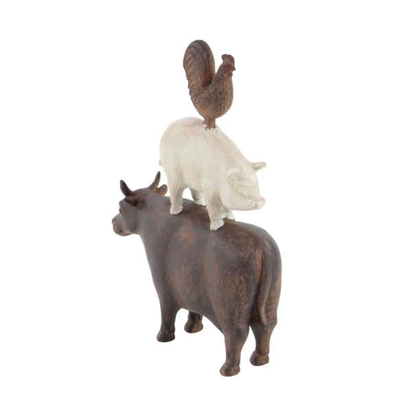 9th &amp; Pike® Brown Polystone Farmhouse Animals Sculpture