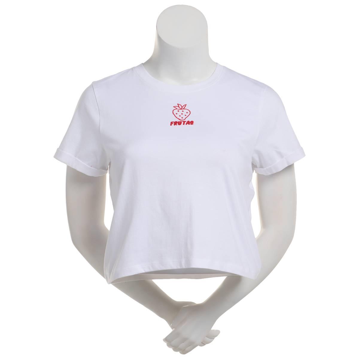 Juniors Attitude Not Included Cuff Sleeve Frutas Strawberry Tee