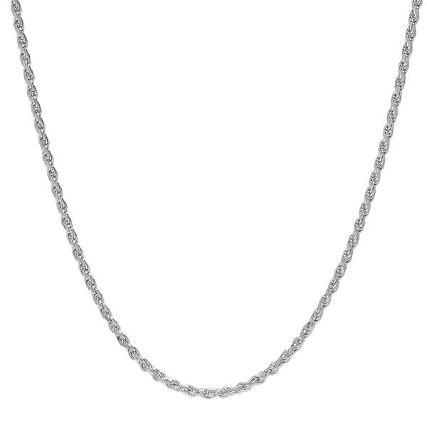 16in. Sterling Silver Polished Solid Rope Chain Necklace - image 