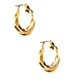Anne Klein Gold-Tone 3 Ring Hoop Pierced Earrings