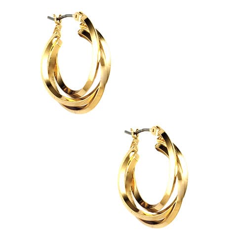 Anne Klein Gold-Tone 3 Ring Hoop Pierced Earrings - image 