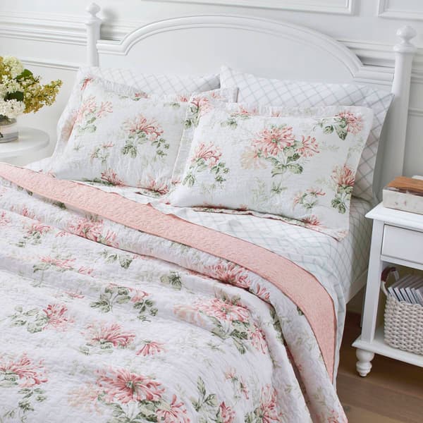 Laura Ashley® Honeysuckle 136 Thread Count Reversible Quilt Set