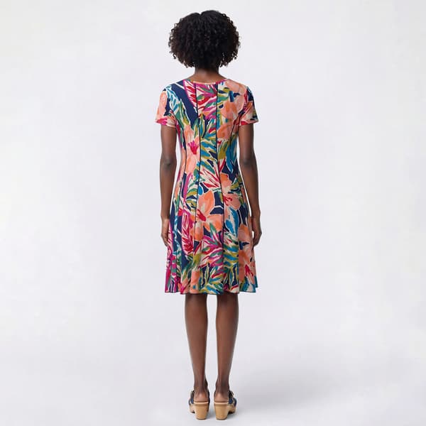 Plus Size Sami & Jo Keyhole Neck Floral Abstract A-Line Dress
