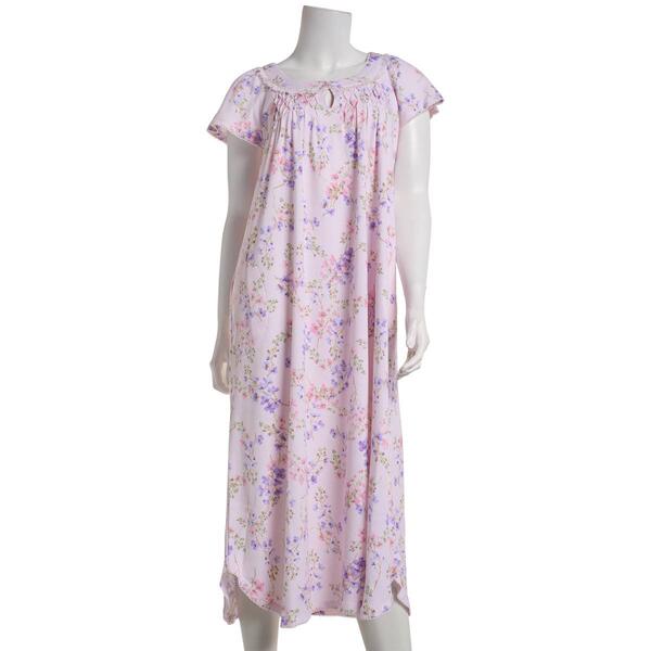 Womens Miss Elaine Watercolor Floral Ballet Nightgown - image 
