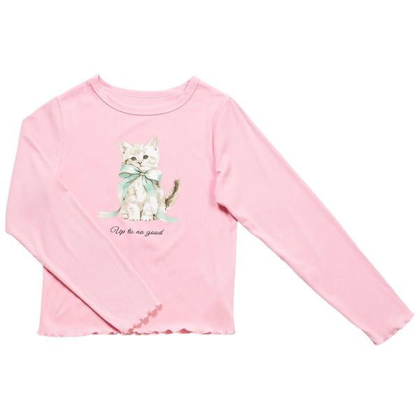 Girls (7-16) Dream Girl Long Sleeve Up To No Good Cat Tee - image 