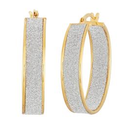 Forever New 18kt. Gold Plated Two-Tone Glitter Hoop Earrings