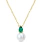Gemstone Classics(tm) Freshwater Pearl & Created Emerald Pendant - image 1