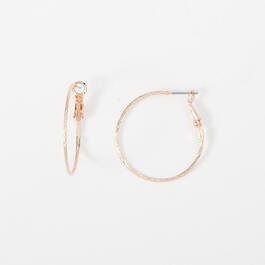 Design Collection Rose Gold Small Skinny Diamond Cut Hoops