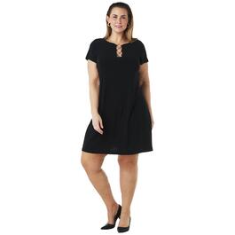 Plus Size MSK Short Sleeve Solid Shift Dress