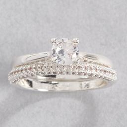Ashley Cooper(tm) Silver-Tone Round Clear Stone & Pave Band Ring