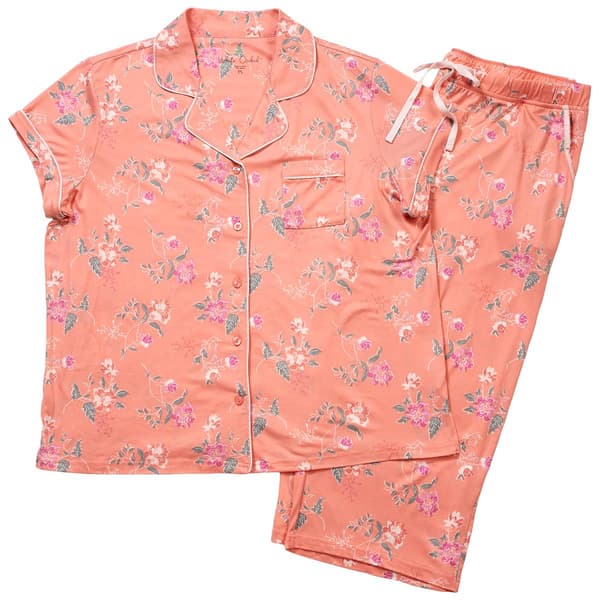 Petite White Orchid Short Sleeve Cloud Knit Floral Pajama Set