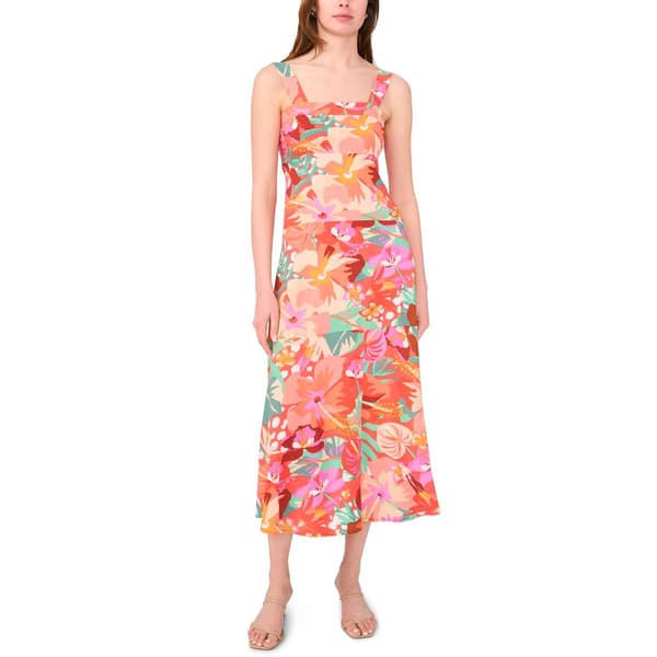 Petite MSK Abstract Floral Challis Smock Back Midi Dress - image 
