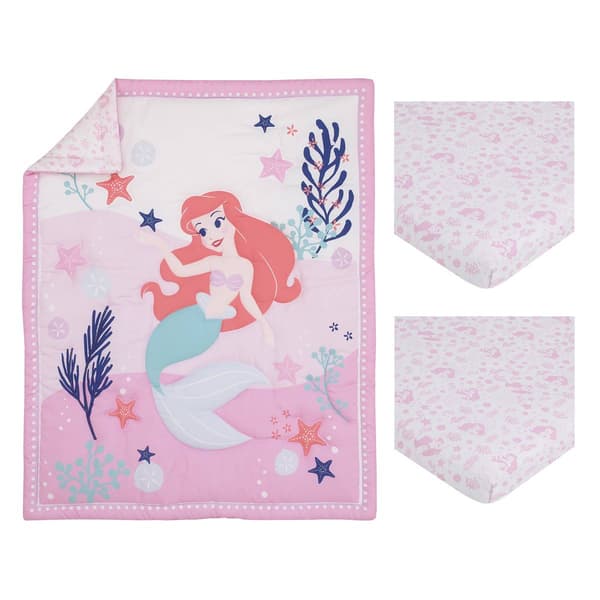 Disney 3pc. The Little Mermaid Ariel Cute by Nature Mini Crib Set