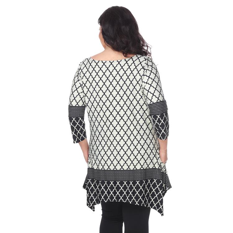 Plus Size White Mark 3/4 Sleeve Aicha Tunic Top