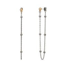 Steve Madden Round Stud w/ Refined Front to Back Chain Earrings