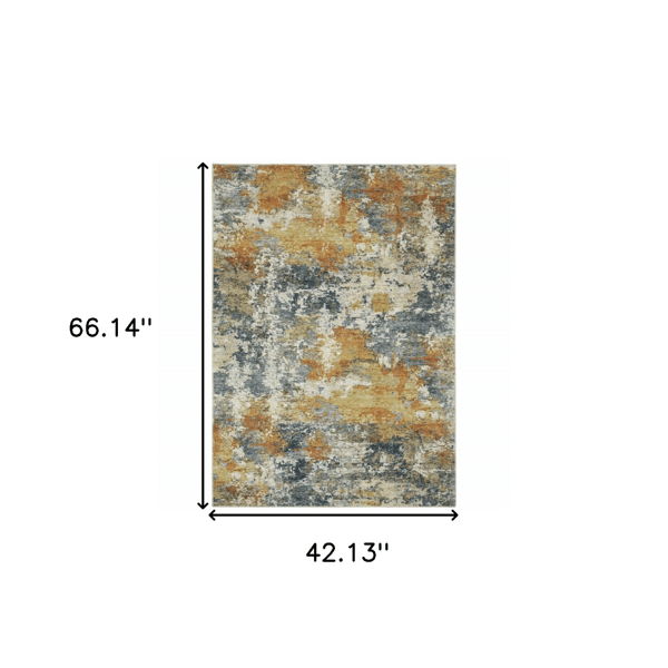 HomeRoots Teal Blue Abstract Non Skid Rectangular Area Rug