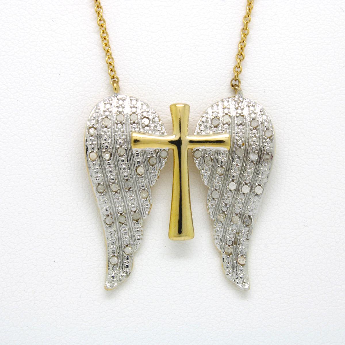 Gianni Argento 1/4ctw. Diamond Cross and Wings Pendant...