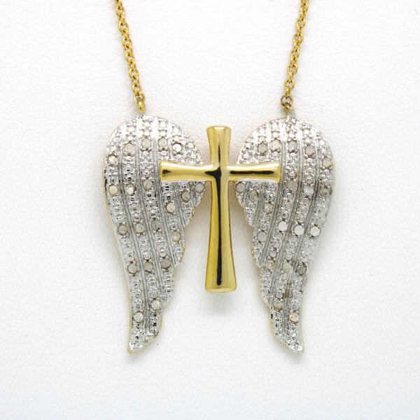 Gianni Argento Diamond Cross and Wings Pendant - image 
