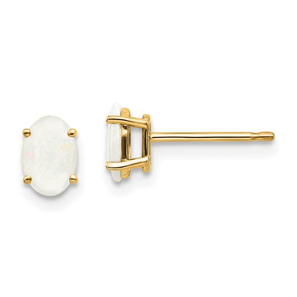 Gemstone Classics&#40;tm&#41; Yellow Gold 6mm. Opal Stud Earrings - image 