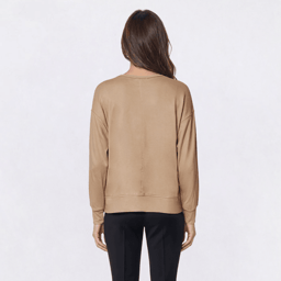 Womens Notations Long Sleeve Solid Split Hem Sweatshirt