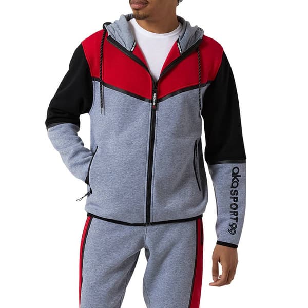 Young Mens Akademiks Color Block Full Zip Fleece Hoodie - image 