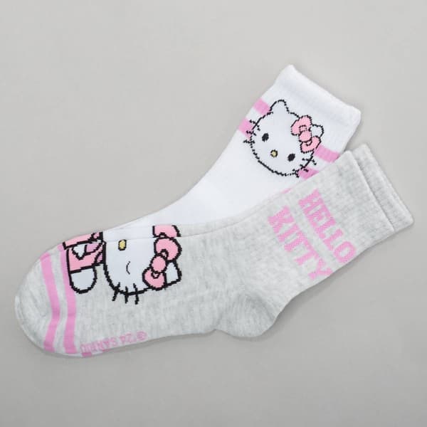 Girls Hello Kitty&#40;R&#41; 2pk. Sport Stripe & Marled Crew Socks - image 