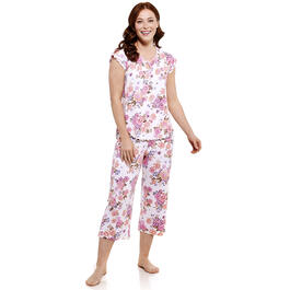 Womens Karen Neuburger Flutter Sleeve Floral Capri Pajama Set
