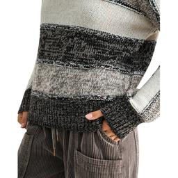 Womens CITY BLUES Long Sleeve Color Block Stripe Sweater