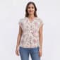 Womens Como Blu Dolman Sleeve Split Neck Henley Floral Blouse - image 1