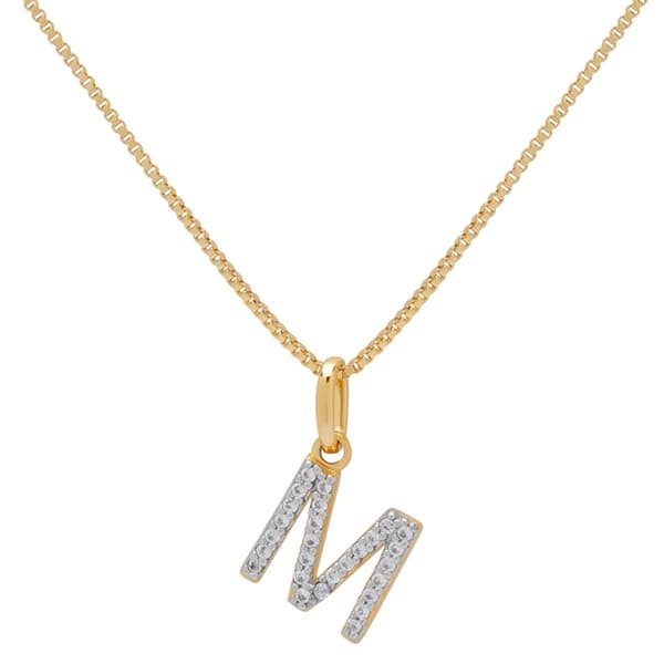 Gianni Argento Two-Tone Lab White Sapphire Initial M Pendant - image 