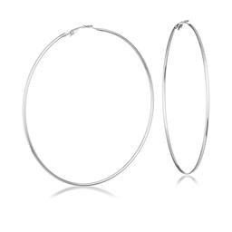 Guess Silver-Tone Large Thin Hoop Earrings