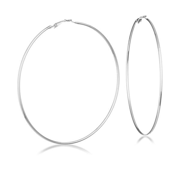 Guess Silver-Tone Large Thin Hoop Earrings - image 