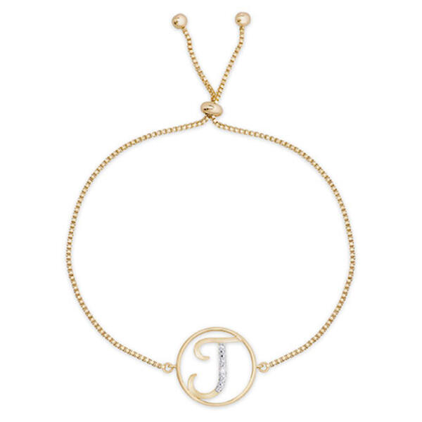 Accents by Gianni Argento Diamond Plated Initial J Gold Bracelet - image 