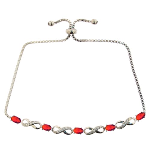 Silver Plated Lab Ruby & CZ Infinity Bracelet