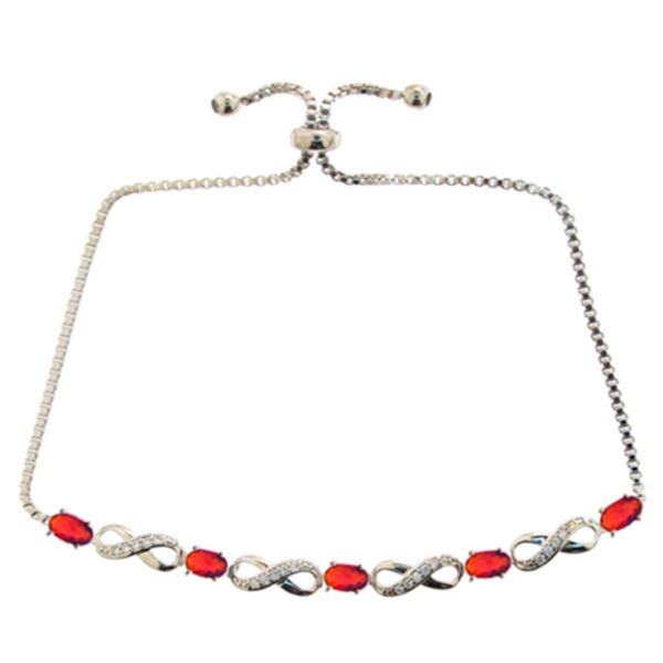 Silver Plated Lab Ruby & Cubic Zirconia Infinity Bracelet - image 