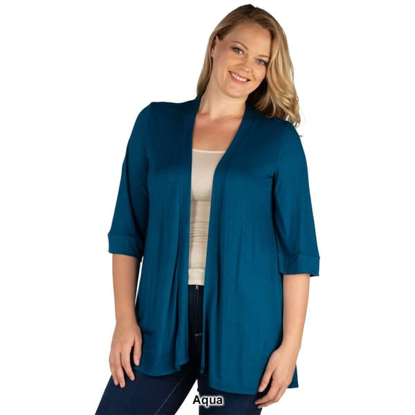 Plus Size 24/7 Comfort Apparel Extended Length Open Cardigan