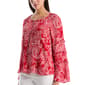 Womens Rafaella® Long Bell Sleeve Paisley Tie Neck Blouse - image 3