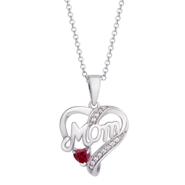 Gianni Argento Garnet & Lab Created White Sapphire Mom Pendant - image 