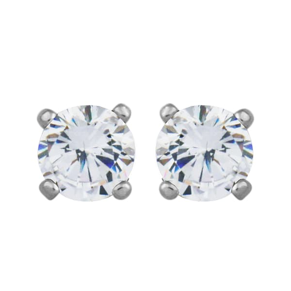 Sterling Silver Cubic Zirconia Stud Earrings - image 