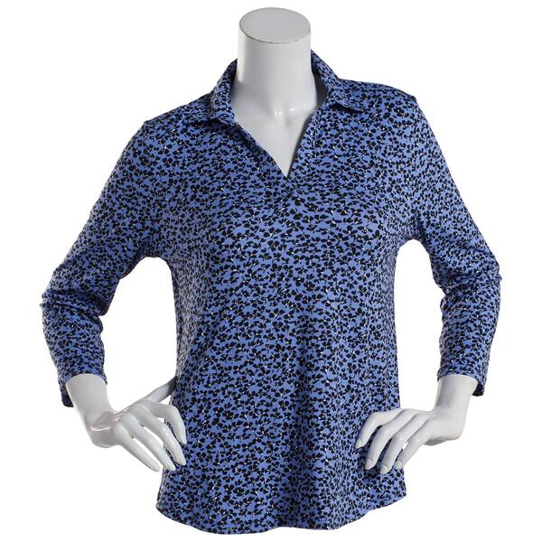 Petite Hasting & Smith 3/4 Roll Tab Sleeve Ditsy Printed Shirt - image 