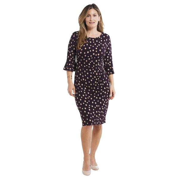 Petite Connected Apparel Elbow Sleeve Dot Side Ruched Dress - image 
