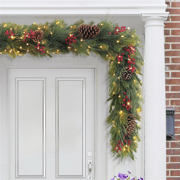 Puleo International 6ft. Pre-Lit Adorned Christmas Garland