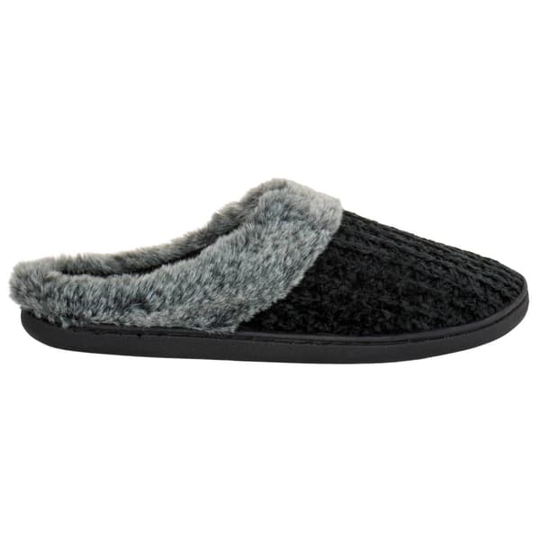 Womens Ella & Joy Chenille Tipped Fur Clog Slippers