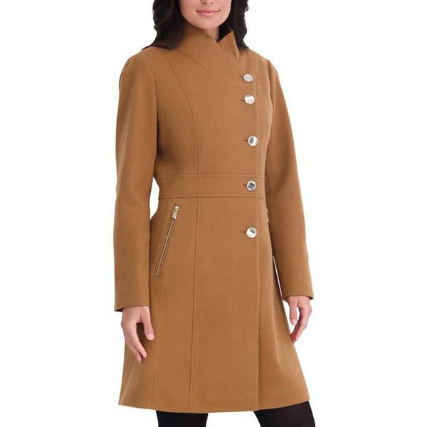 Womens Kensie Single Breasted Faux Wool Peacoat