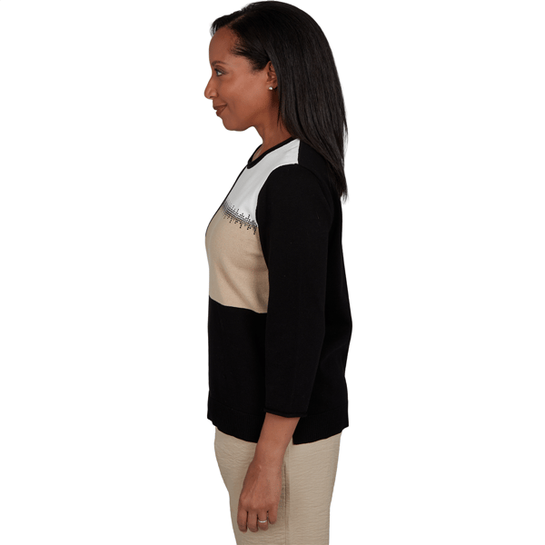 Womens Alfred Dunner Travel Advisory Color Block Sweater