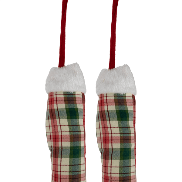 Northlight Red & Green Plaid Elf Leg Christmas Picks - Set of 2